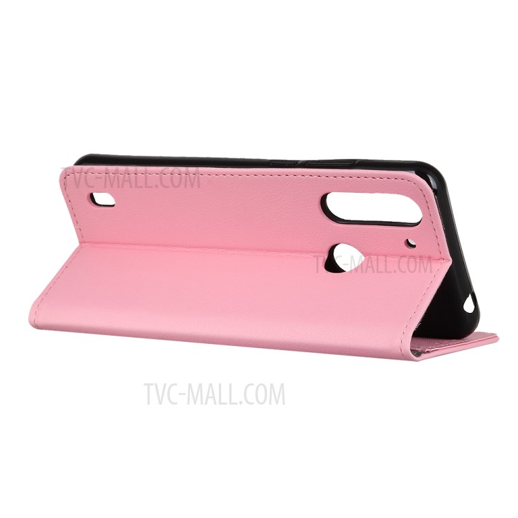 PU Leather Wallet Stand Protective Shell Cover for Motorola Moto G8 Power Lite - Pink-4