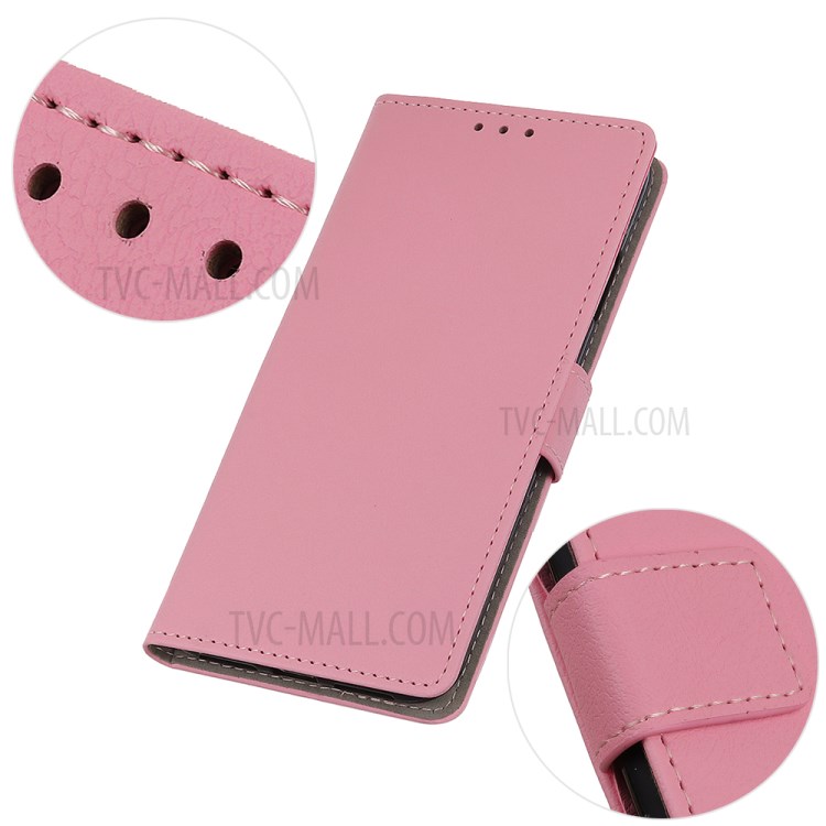 PU Leather Wallet Stand Protective Shell Cover for Motorola Moto G8 Power Lite - Pink-7