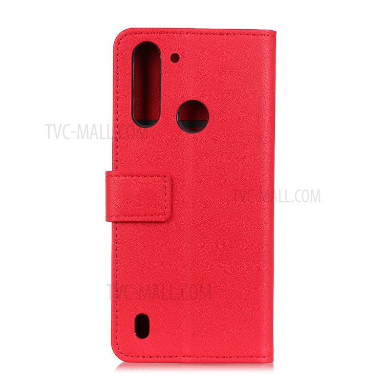 PU Leather Wallet Stand Protective Shell Cover for Motorola Moto G8 Power Lite - Red-3