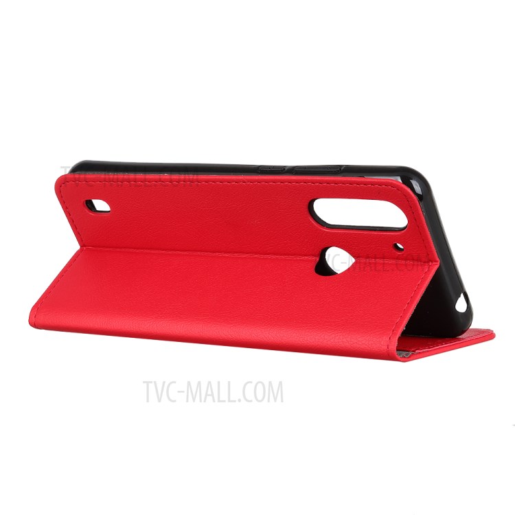 PU Leather Wallet Stand Protective Shell Cover for Motorola Moto G8 Power Lite - Red-4