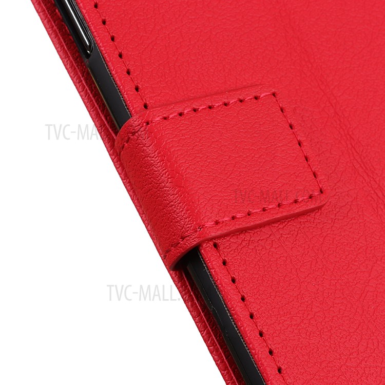 PU Leather Wallet Stand Protective Shell Cover for Motorola Moto G8 Power Lite - Red-5