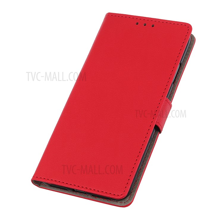 PU Leather Wallet Stand Protective Shell Cover for Motorola Moto G8 Power Lite - Red-6