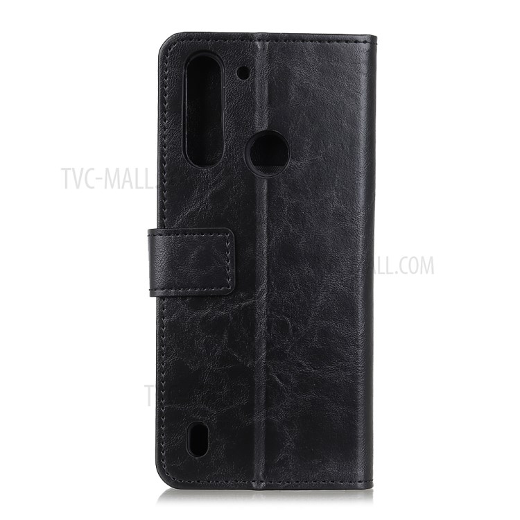 PU Leather Wallet Stand Cell Phone Case for Motorola Moto G8 Power Lite - Black-2