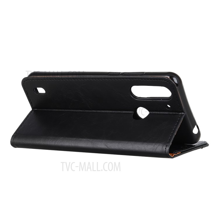 PU Leather Wallet Stand Cell Phone Case for Motorola Moto G8 Power Lite - Black-3