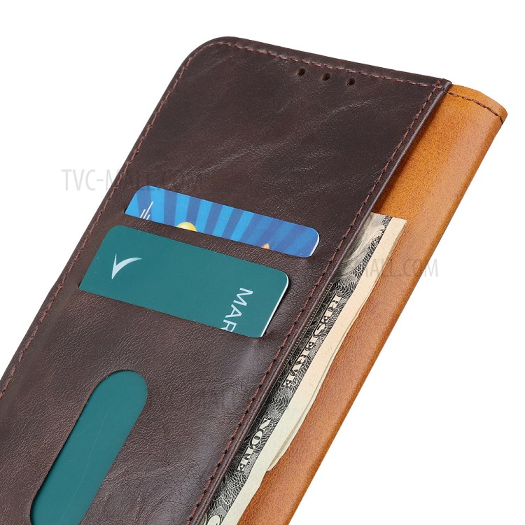 PU Leather Wallet Stand Cell Phone Case for Motorola Moto G8 Power Lite - Brown-6