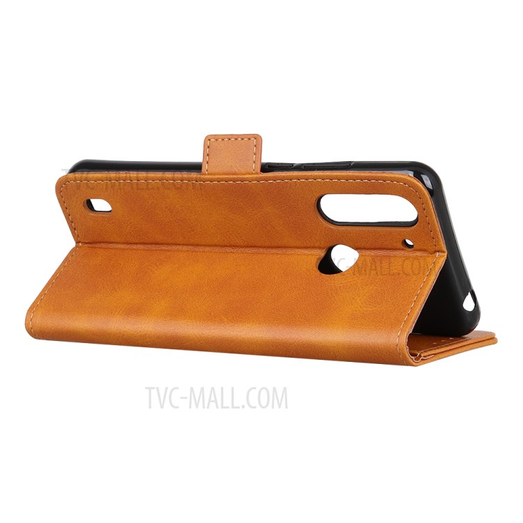 Magnetic PU Leather Wallet Cell Phone Case for Motorola Moto G8 Power Lite - Brown-3