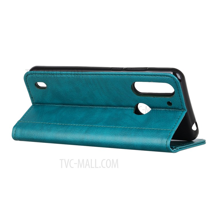Litchi Grain Auto-absorbed Leather Case Cover for Motorola Moto G8 Power Lite - Green-3