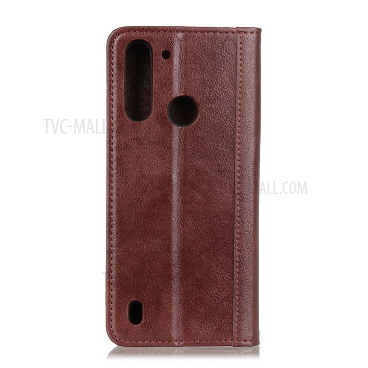 Litchi Grain Auto-absorbed Leather Case Cover for Motorola Moto G8 Power Lite - Brown-2