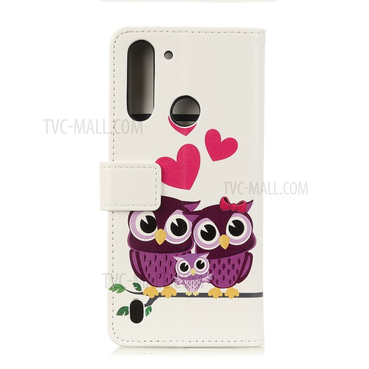Pattern Printing Flip Leather Wallet Stand Phone Cover for Motorola Moto G8 Power Lite - Couple Owls-2