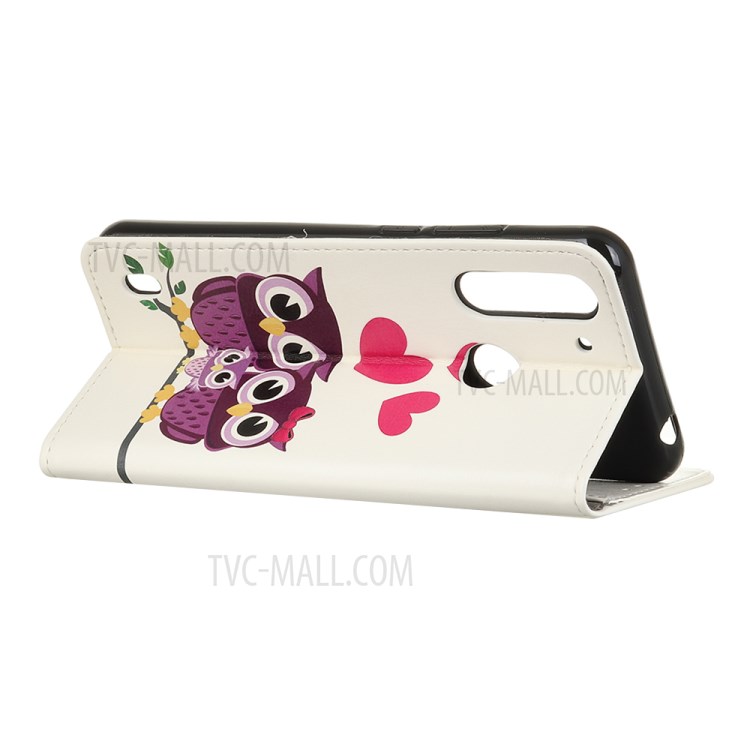 Pattern Printing Flip Leather Wallet Stand Phone Cover for Motorola Moto G8 Power Lite - Couple Owls-3