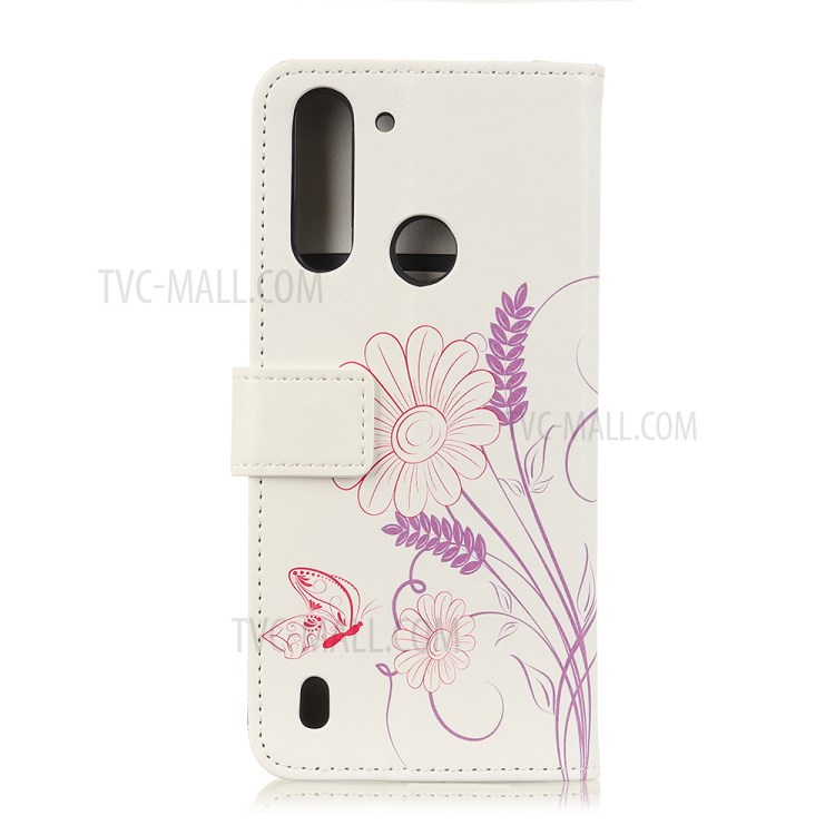 Pattern Printing Flip Leather Wallet Stand Phone Cover for Motorola Moto G8 Power Lite - Flower and Butterfly-2