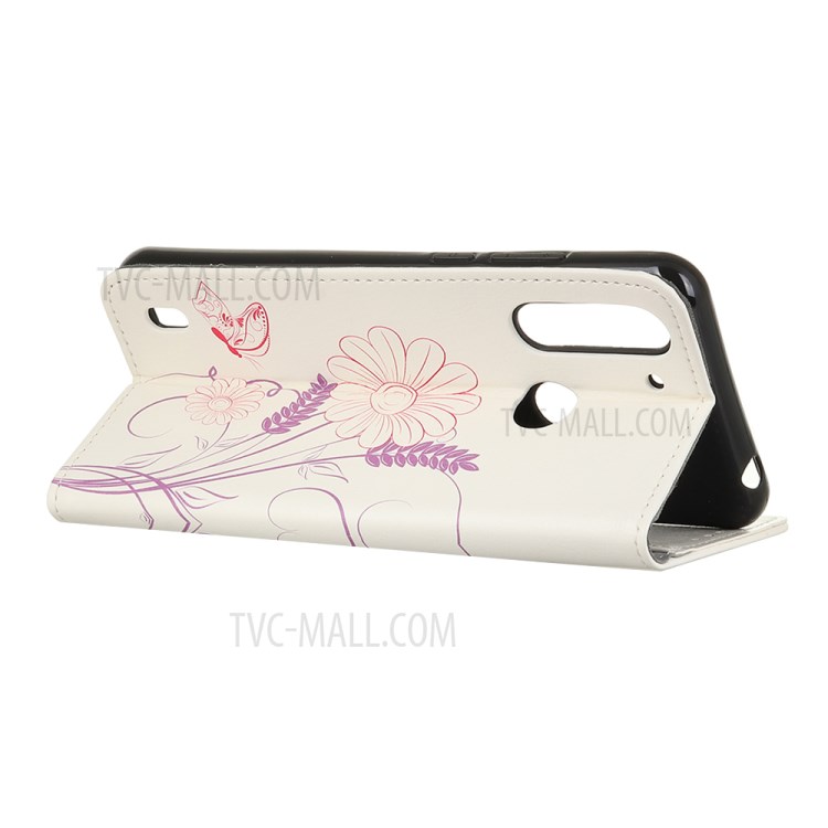 Pattern Printing Flip Leather Wallet Stand Phone Cover for Motorola Moto G8 Power Lite - Flower and Butterfly-3