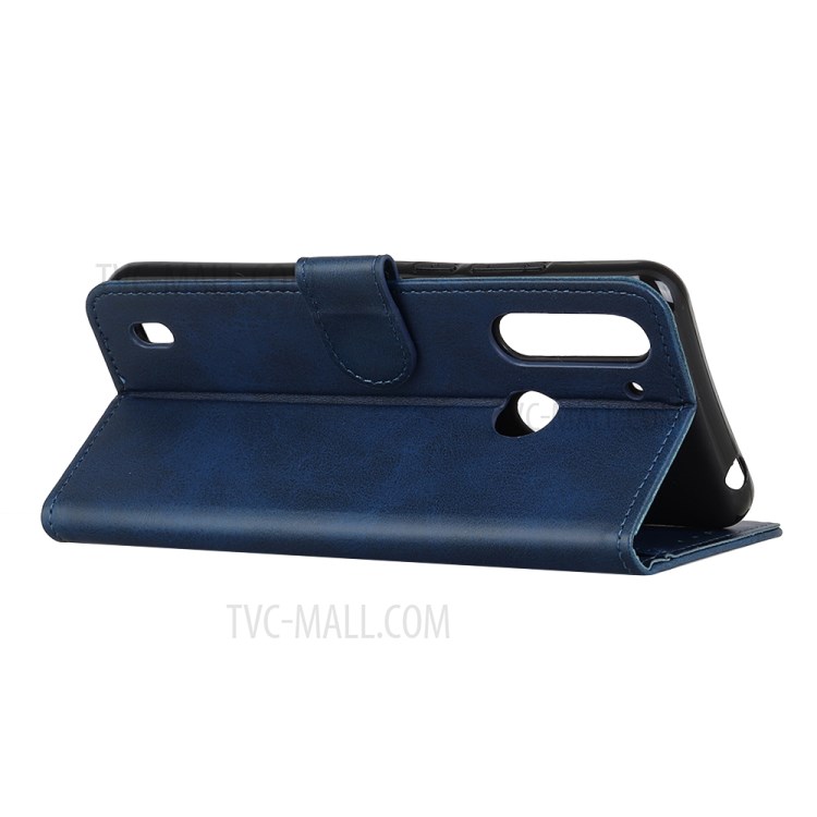 PU Leather Stylish Cover for Motorola Moto G8 Power Lite - Blue-3