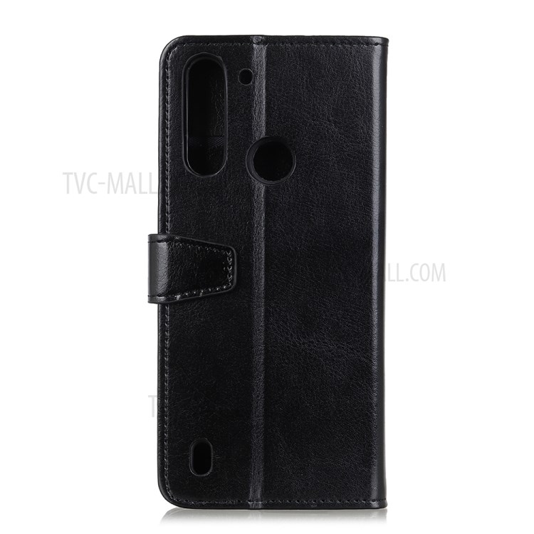 Wallet Leather Case Phone Shell for Motorola Moto G8 Power Lite - Black-2