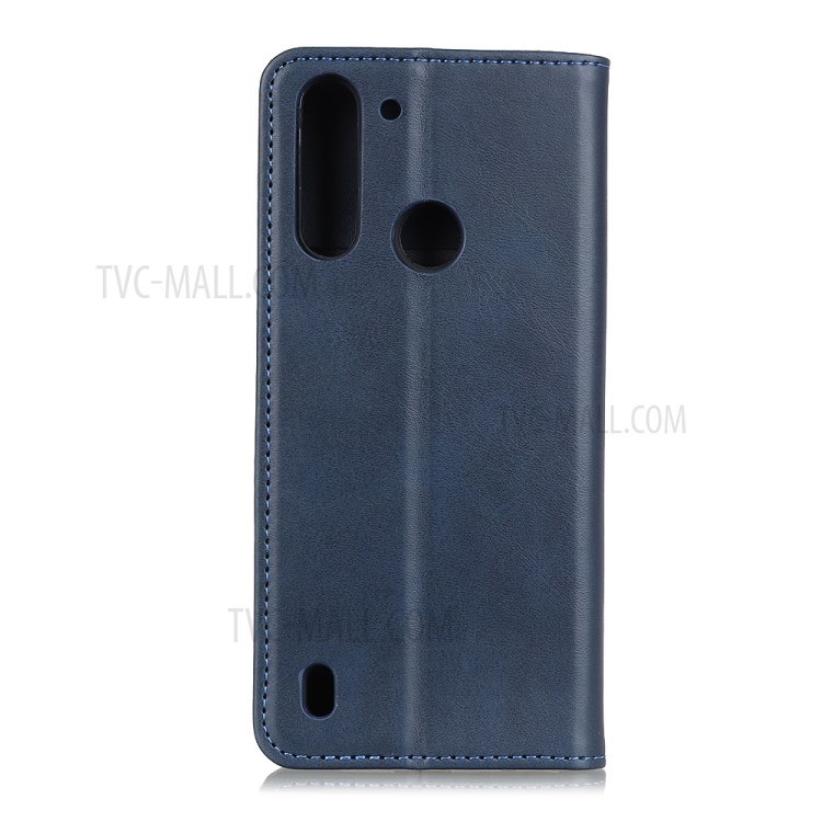 Auto-absorbed Split Leather Wallet Mobile Shell Casing for Motorola Moto G8 Power Lite - Blue-2
