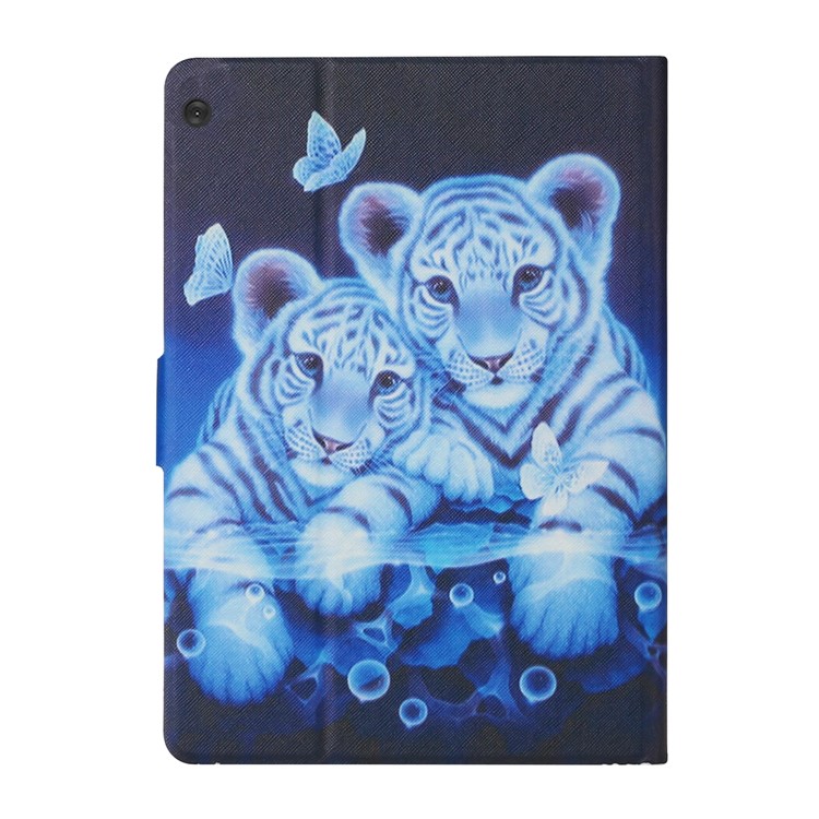 Pattern Printing Card Slots Stand Flip Leather Protective Case for Lenovo Tab M10 TB-X605F - Two Tigers-3