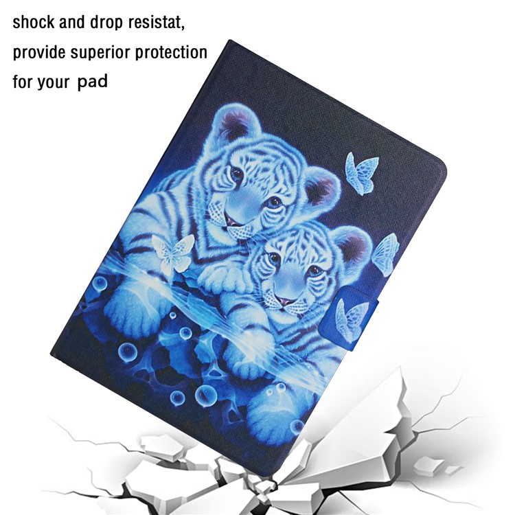 Pattern Printing Card Slots Stand Flip Leather Protective Case for Lenovo Tab M10 TB-X605F - Two Tigers-5