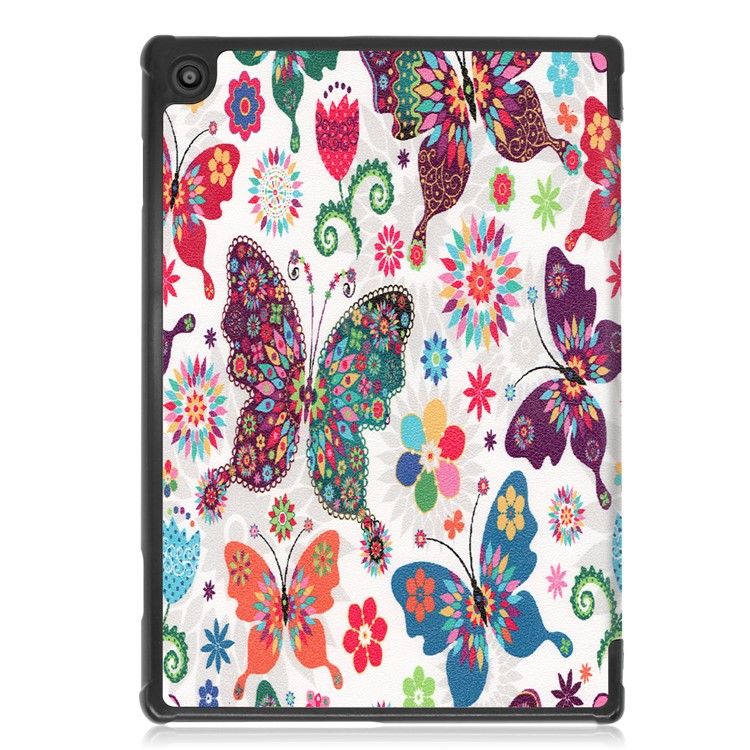 Pattern Printing Leather Tri-fold Tablet Flip Cover for Lenovo Tab M10 TB-X605F - Colorful Butterfly-3