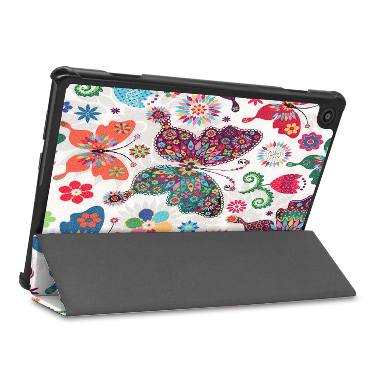 Pattern Printing Leather Tri-fold Tablet Flip Cover for Lenovo Tab M10 TB-X605F - Colorful Butterfly-4