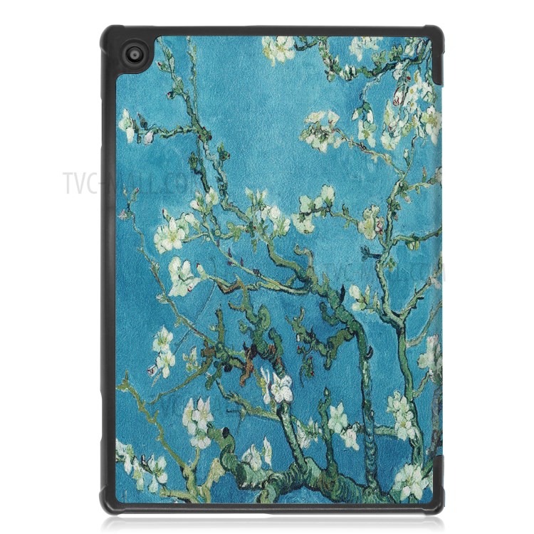 Pattern Printing Leather Tri-fold Tablet Flip Cover for Lenovo Tab M10 TB-X605F - Peach Blossom-3