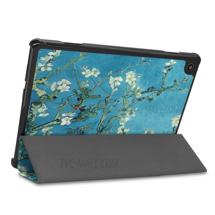 Pattern Printing Leather Tri-fold Tablet Flip Cover for Lenovo Tab M10 TB-X605F - Peach Blossom-4