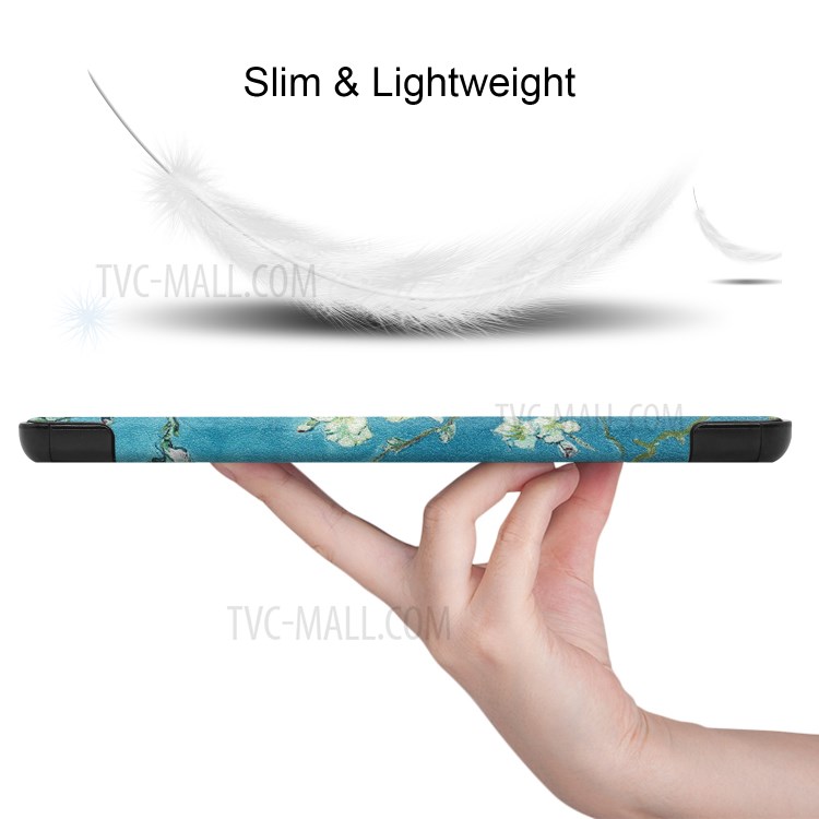 Pattern Printing Leather Tri-fold Tablet Flip Cover for Lenovo Tab M10 TB-X605F - Peach Blossom-5