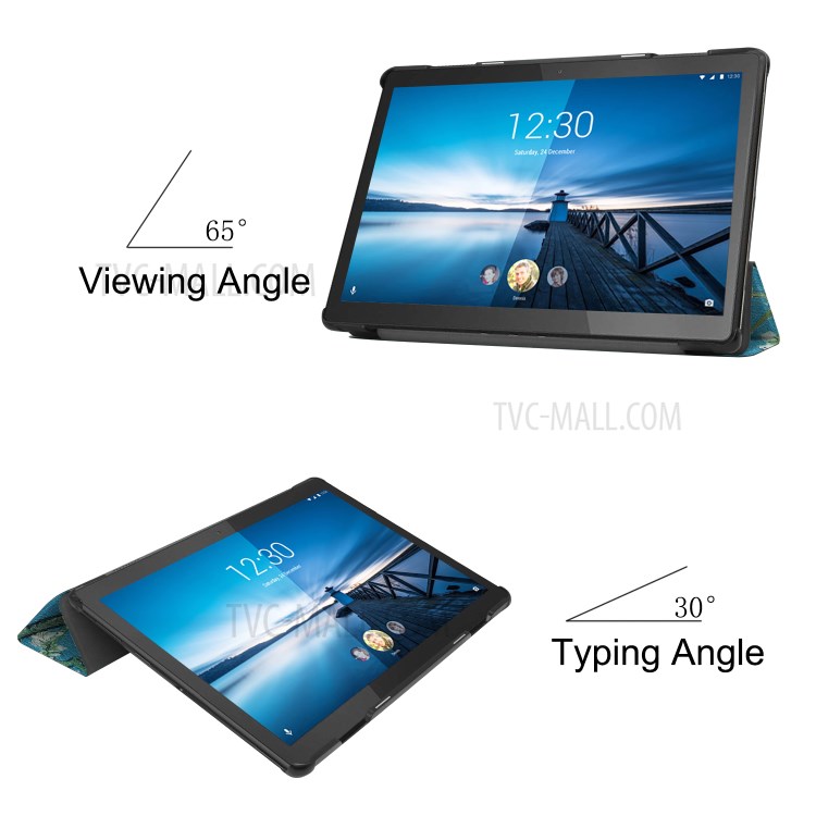 Pattern Printing Leather Tri-fold Tablet Flip Cover for Lenovo Tab M10 TB-X605F - Peach Blossom-6