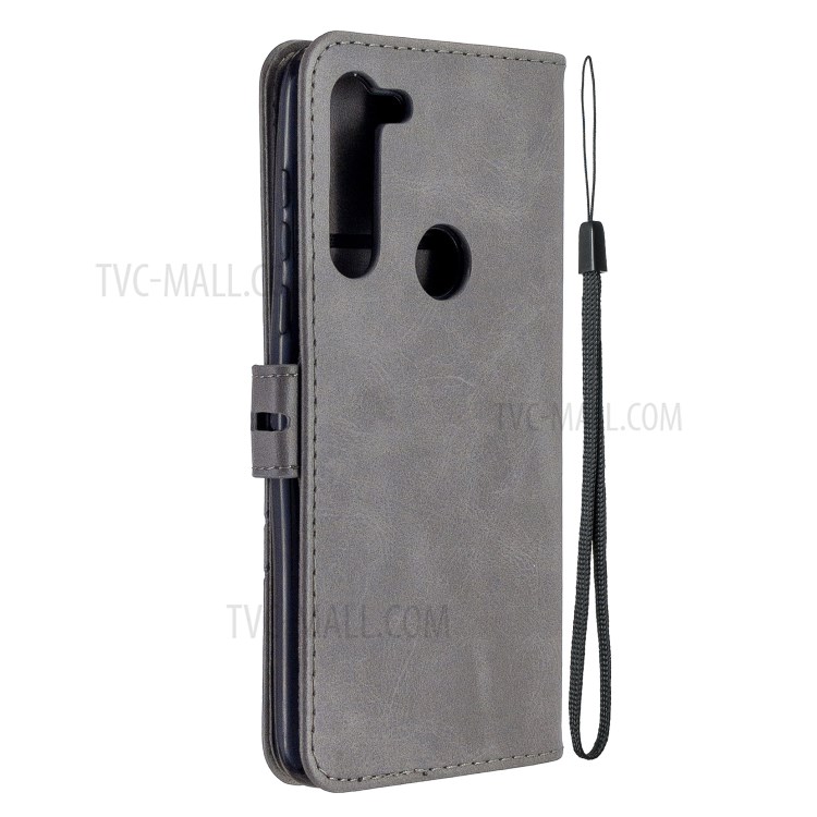 Leather with Wallet Cover with Lanyard for Motorola Moto G8 - Grey-3