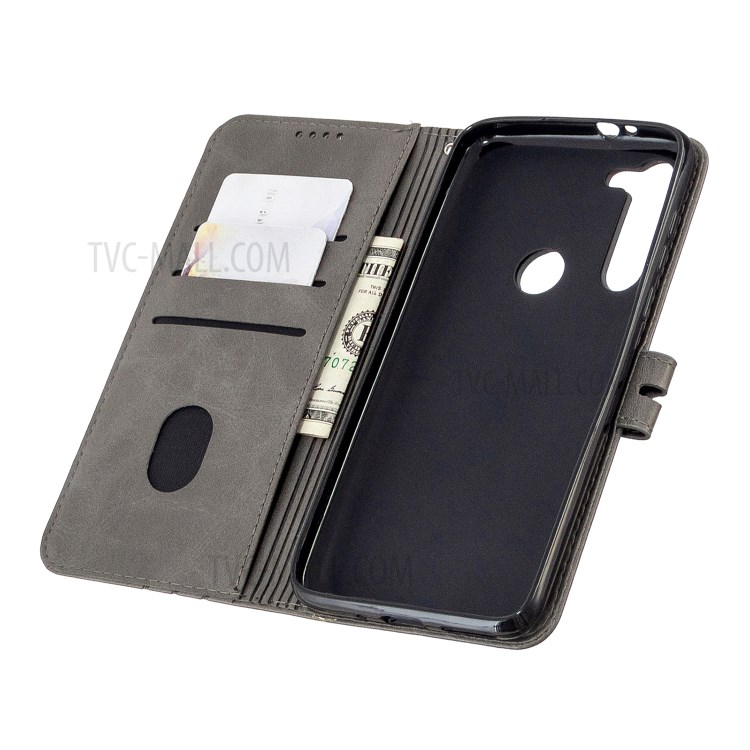 Leather with Wallet Cover with Lanyard for Motorola Moto G8 - Grey-6