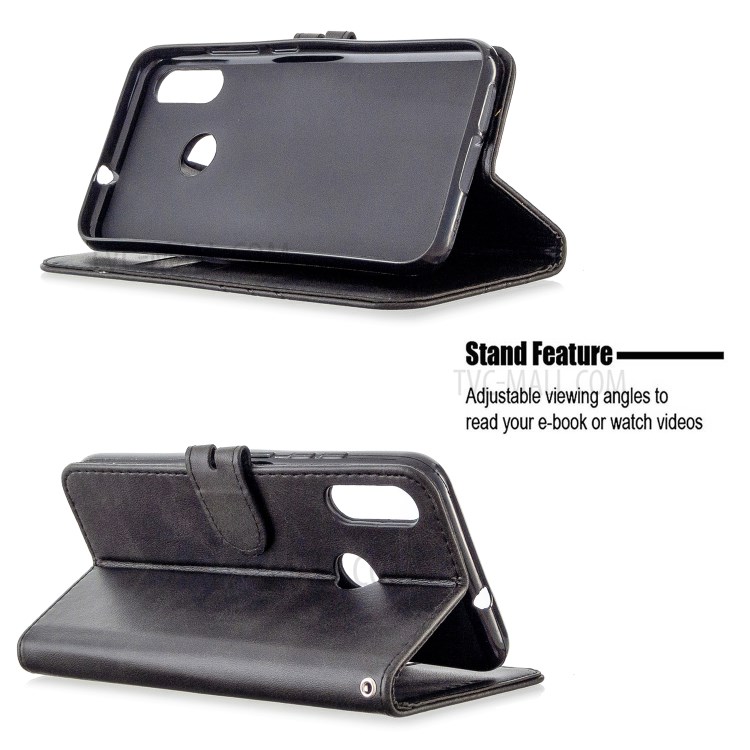 Wallet Leather Cover with Lanyard for Motorola Moto E6 Plus/Moto E6s - Black-5