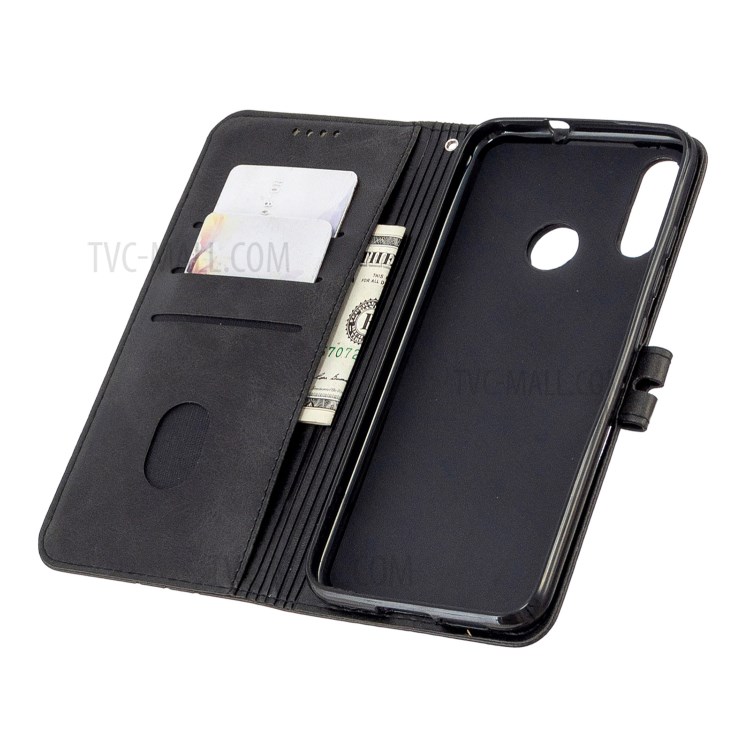 Wallet Leather Cover with Lanyard for Motorola Moto E6 Plus/Moto E6s - Black-6
