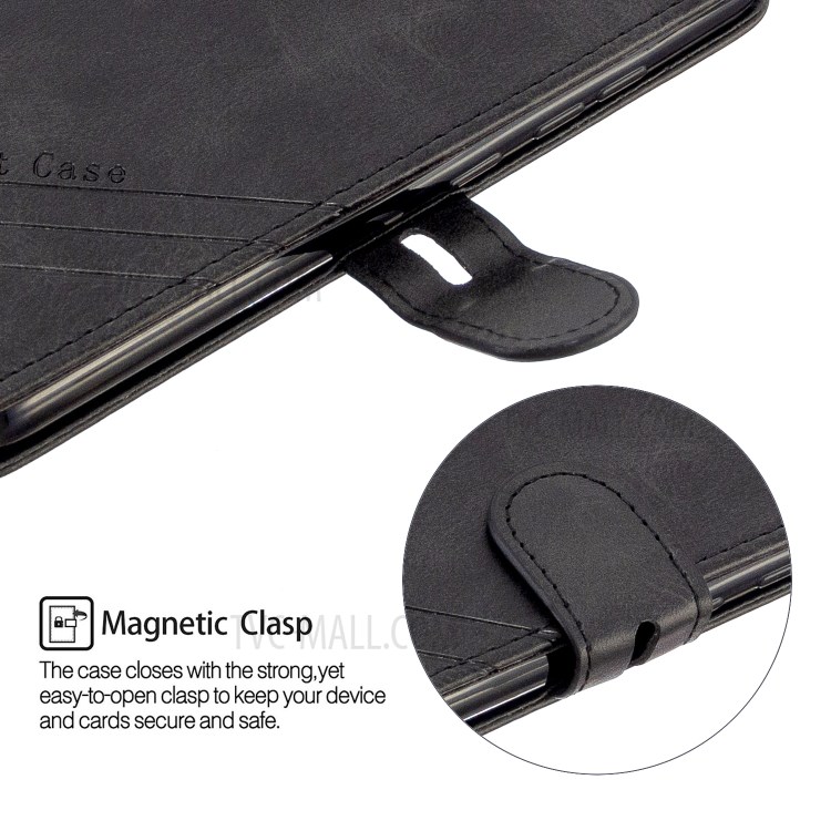 Wallet Leather Cover with Lanyard for Motorola Moto E6 Plus/Moto E6s - Black-7