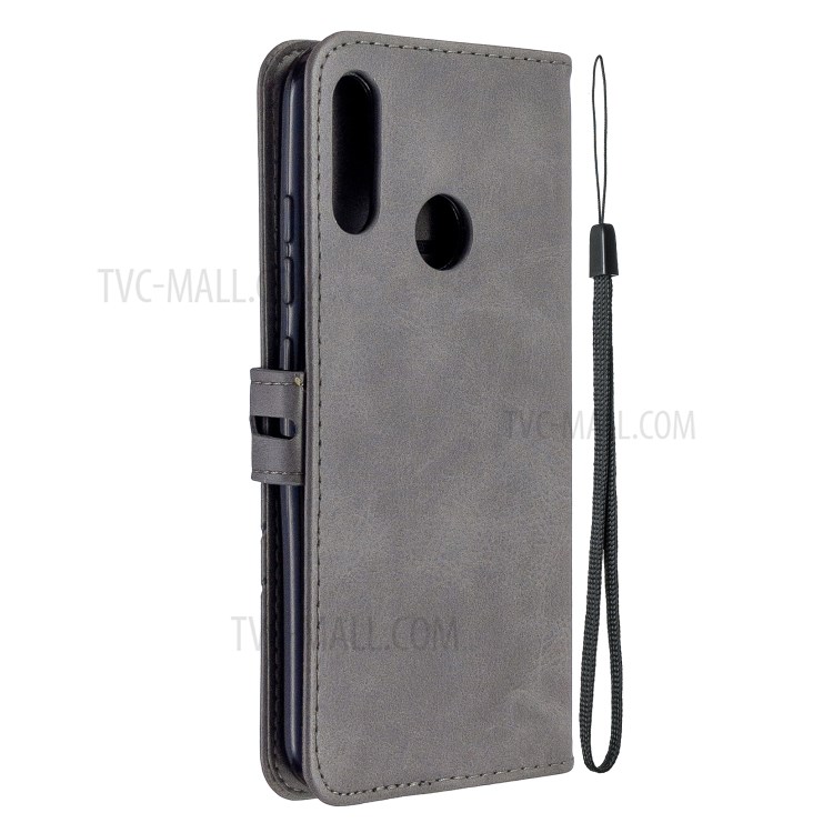 Wallet Leather Cover with Lanyard for Motorola Moto E6 Plus/Moto E6s (2019) - Grey-3