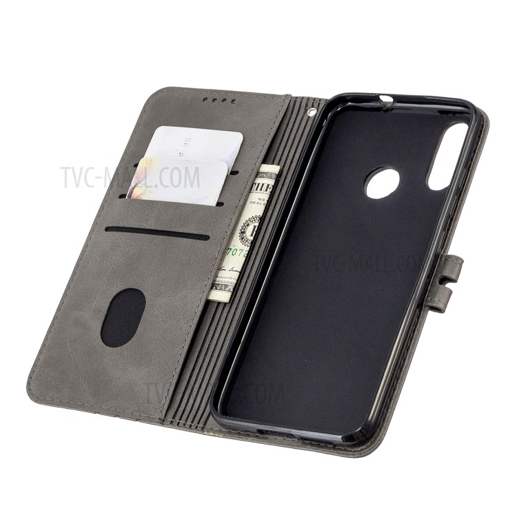 Wallet Leather Cover with Lanyard for Motorola Moto E6 Plus/Moto E6s (2019) - Grey-6