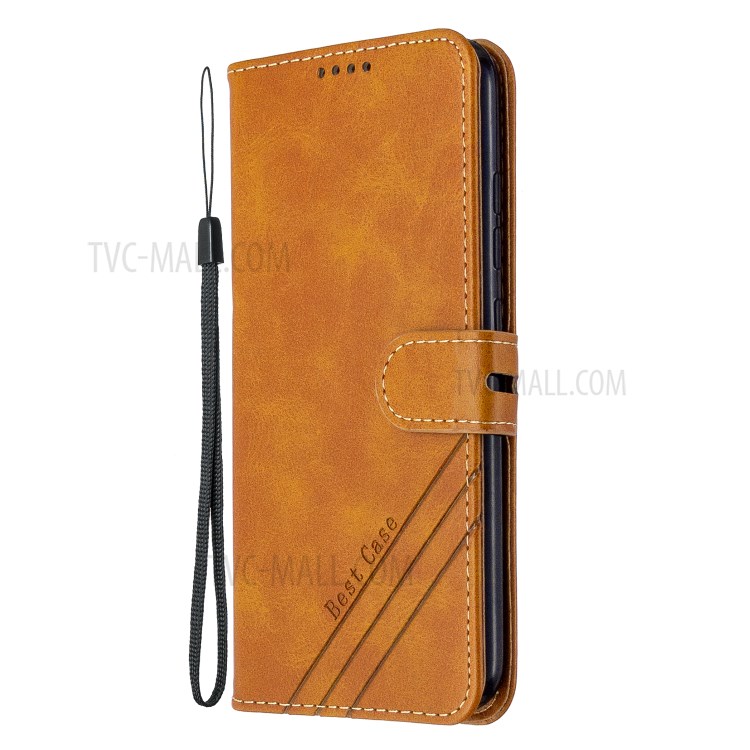 Wallet Leather Cover with Lanyard for Motorola Moto E6 Plus/Moto E6s (2019) - Brown-2