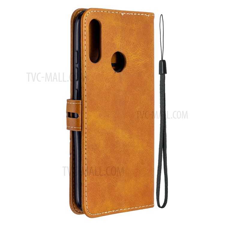 Wallet Leather Cover with Lanyard for Motorola Moto E6 Plus/Moto E6s (2019) - Brown-3