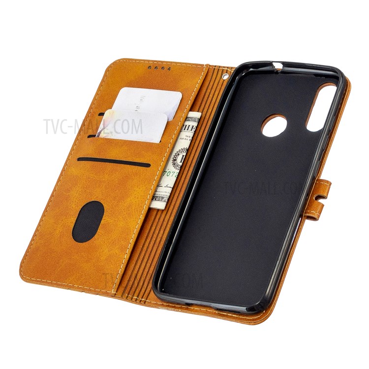 Wallet Leather Cover with Lanyard for Motorola Moto E6 Plus/Moto E6s (2019) - Brown-6