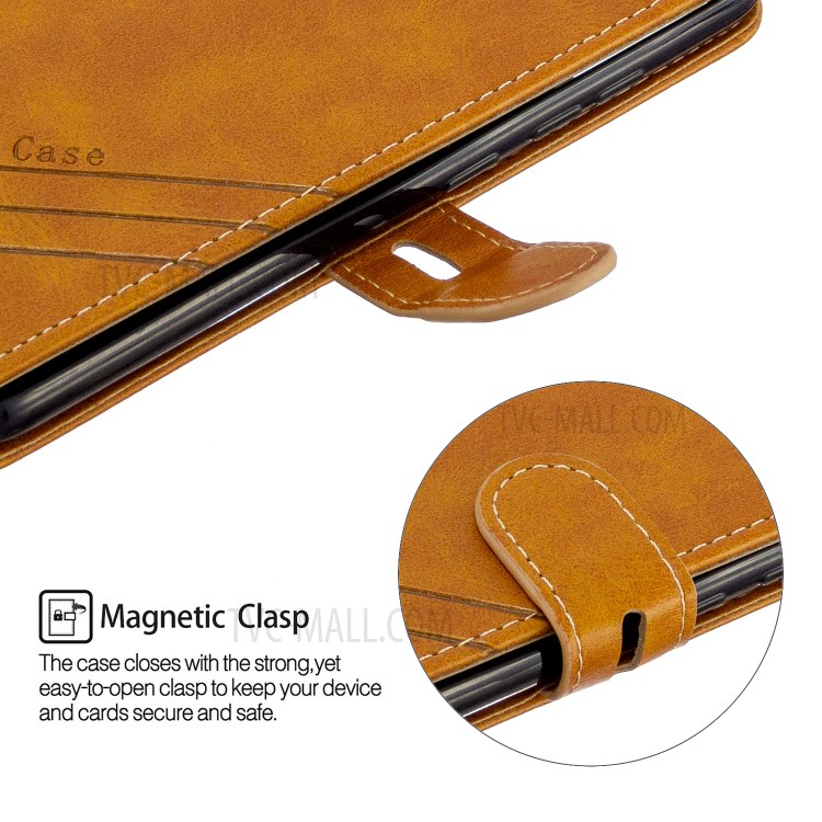 Wallet Leather Cover with Lanyard for Motorola Moto E6 Plus/Moto E6s (2019) - Brown-7