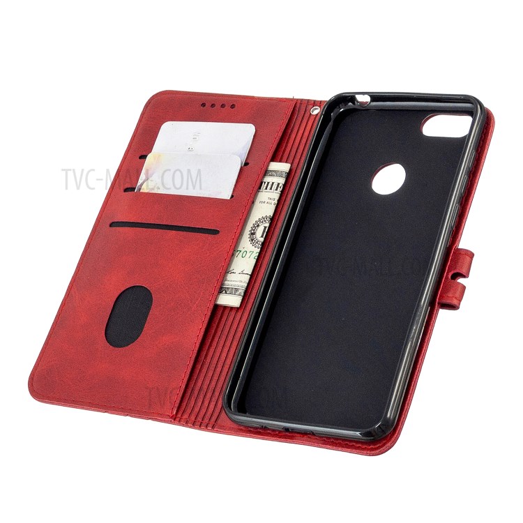 Leather Stand Phone Cover with Lanyard for Motorola Moto E6 Play - Red-6