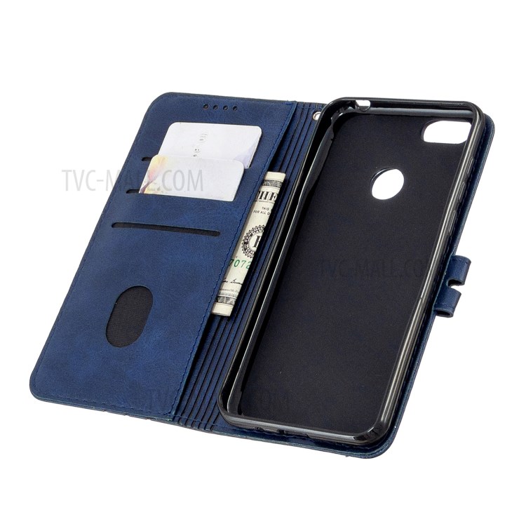 Leather Stand Phone Cover with Lanyard for Motorola Moto E6 Play - Blue-6