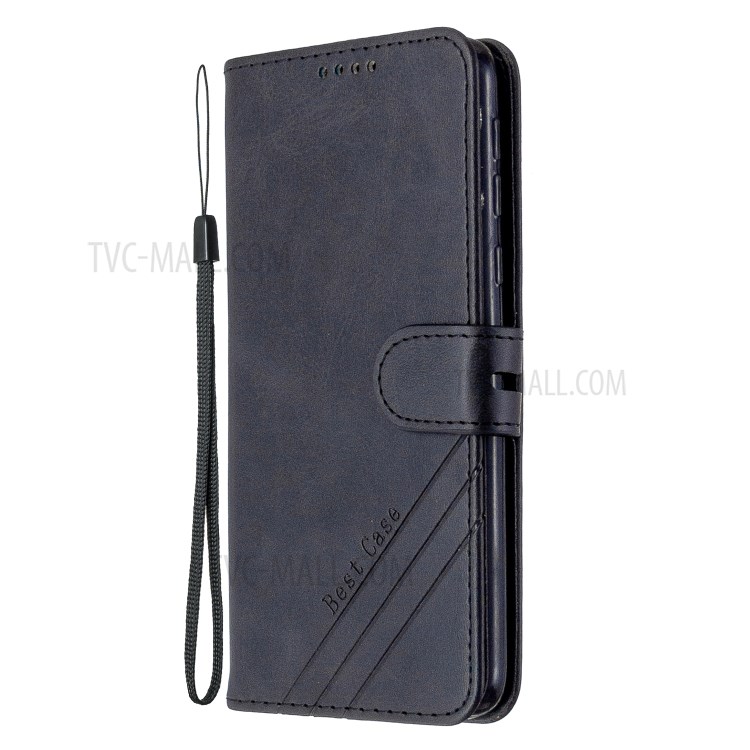 Wallet Leather Stylish Cover with Strap for Motorola Moto E6 - Black-2