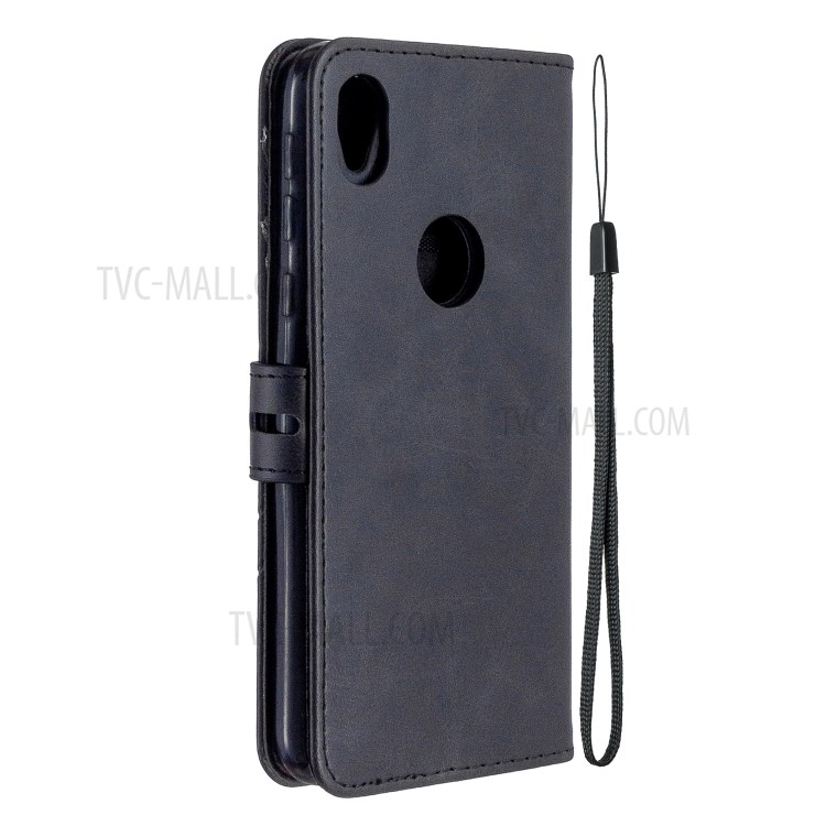 Wallet Leather Stylish Cover with Strap for Motorola Moto E6 - Black-3