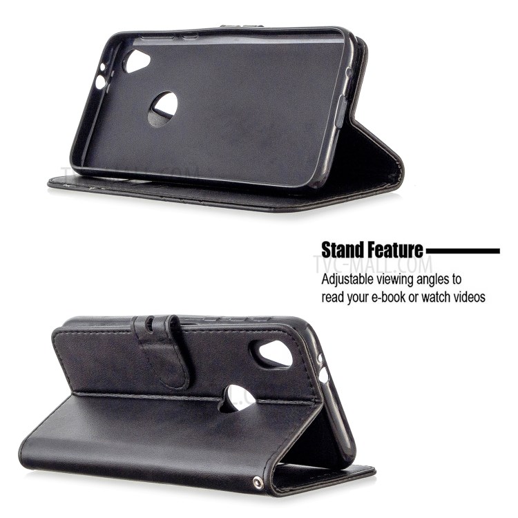 Wallet Leather Stylish Cover with Strap for Motorola Moto E6 - Black-5