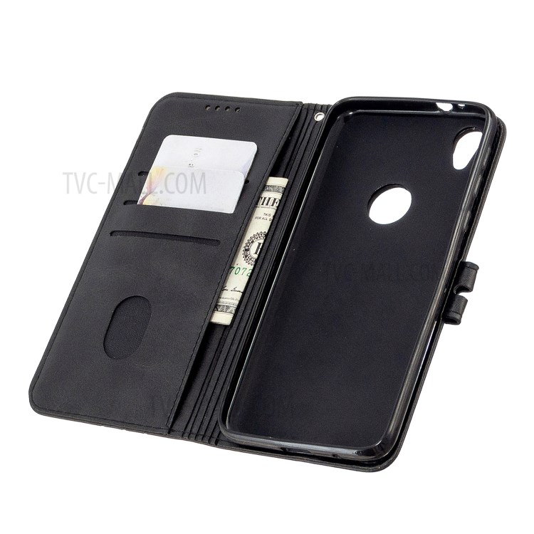 Wallet Leather Stylish Cover with Strap for Motorola Moto E6 - Black-6