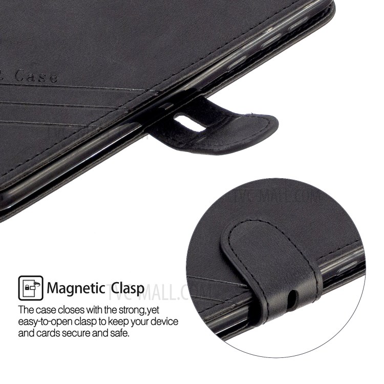 Wallet Leather Stylish Cover with Strap for Motorola Moto E6 - Black-7