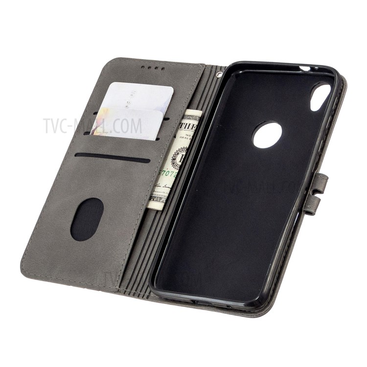 Couverture Élégante En Cuir Portefeuille Avec Sangle Pour Motorola Moto E6 - Gris-6