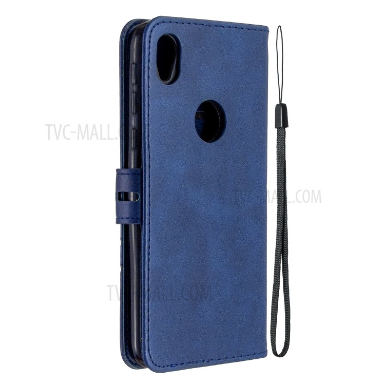 Couverture Élégante En Cuir Portefeuille Avec Sangle Pour Motorola Moto E6 - Bleu-3