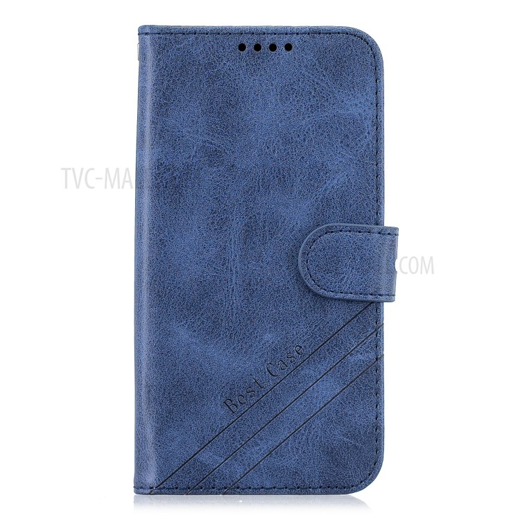 Couverture Élégante En Cuir Portefeuille Avec Sangle Pour Motorola Moto E6 - Bleu-4