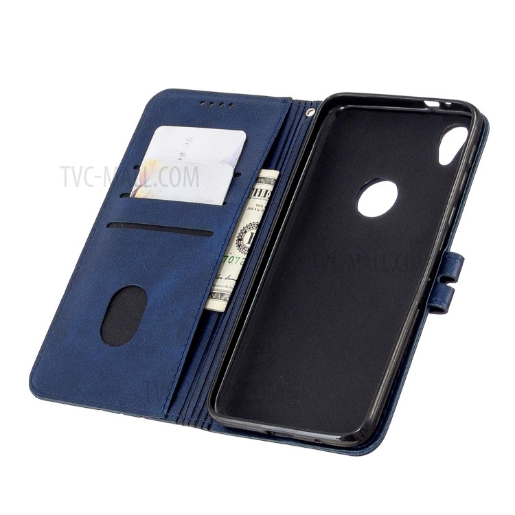 Couverture Élégante En Cuir Portefeuille Avec Sangle Pour Motorola Moto E6 - Bleu-6