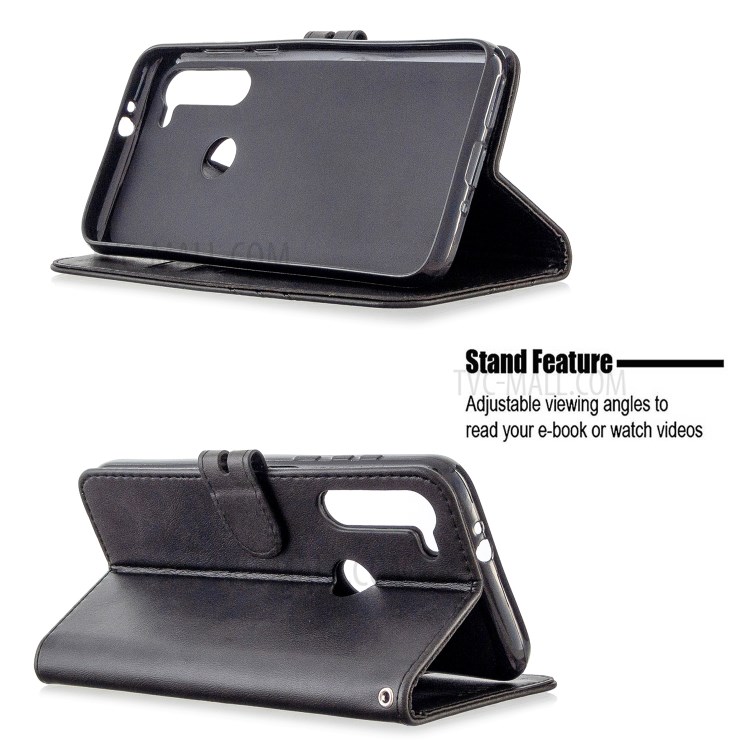 Wallet Leather Stand Phone Cover Case with Lanyard for Moto G8 Power - Black-5